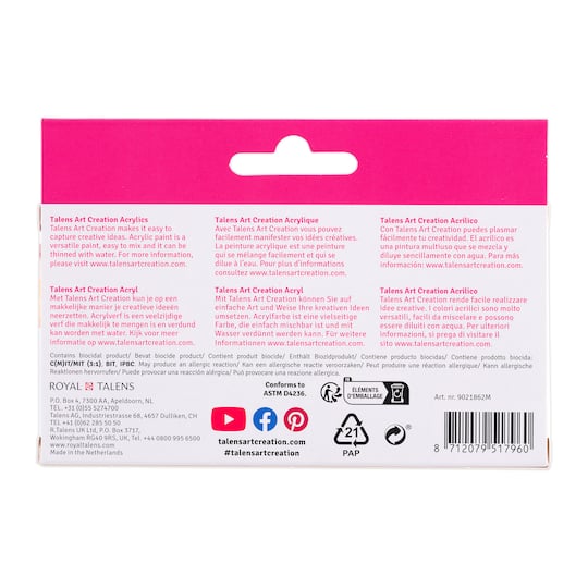 Talens Art Creation Pastel Acrylic Paint Set